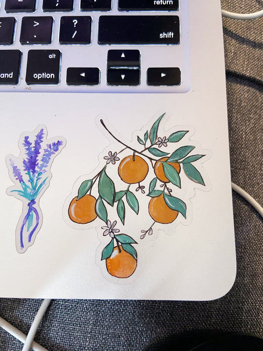 Under the Orange Tree clear sticker