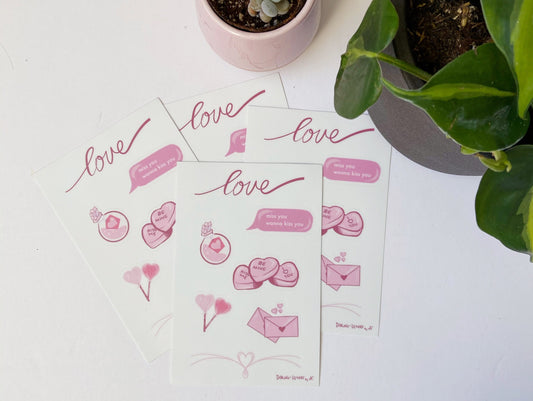 Love sticker sheet (7 stickers)