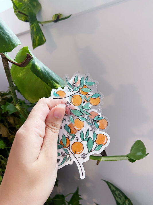 Under the Orange Tree clear sticker
